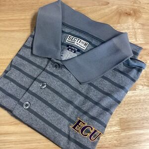 Men's majestic East Carolina‎ Pirates Striped Short Sleeved Performance Polo XL